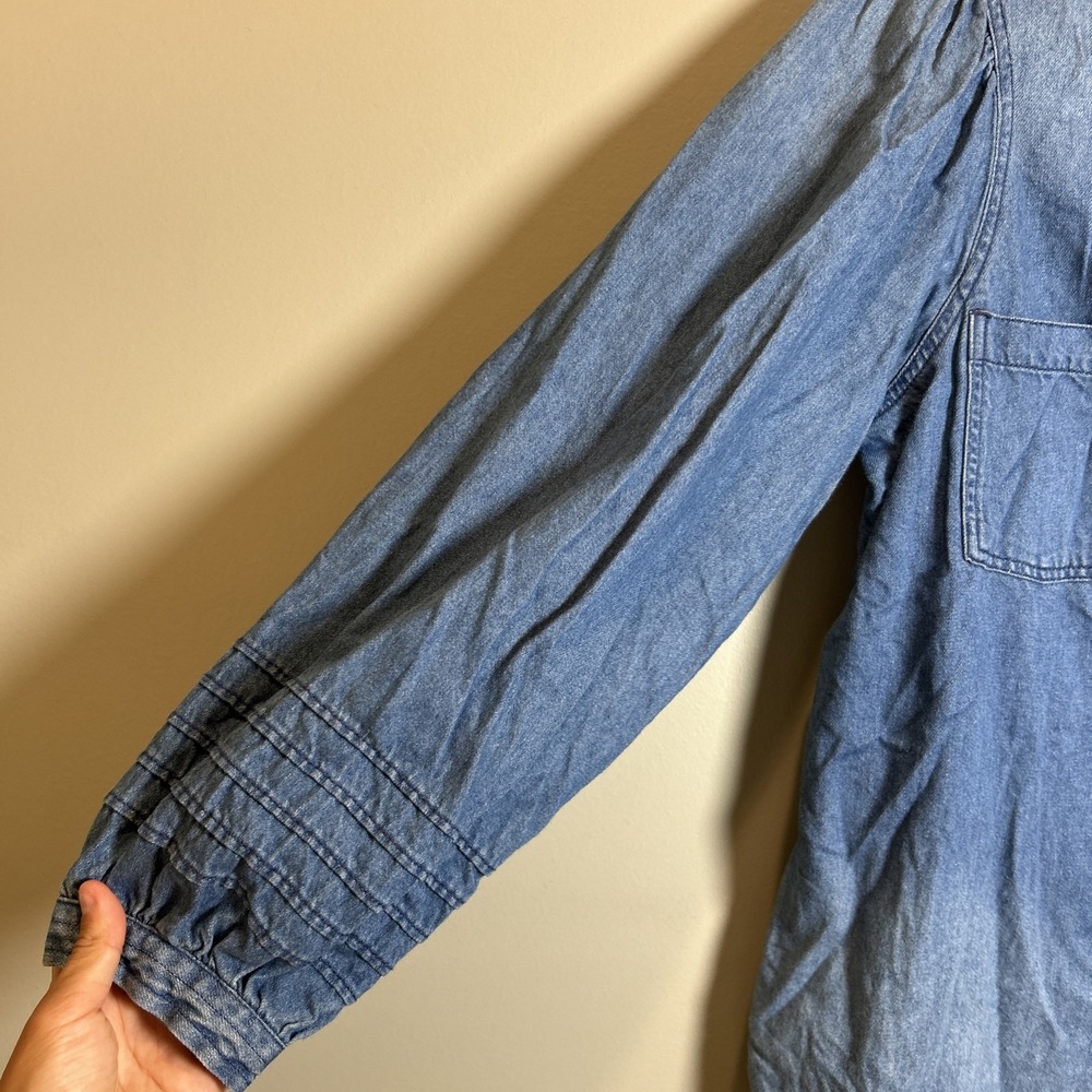 American Eagle Shirt Womens Medium Blue Denim Long Sleeve Button Up Pockets - Picture 6 of 12